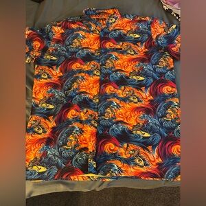 Retro Rifle Vibrant Oceanic Print Shirt